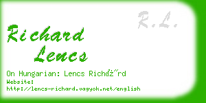 richard lencs business card